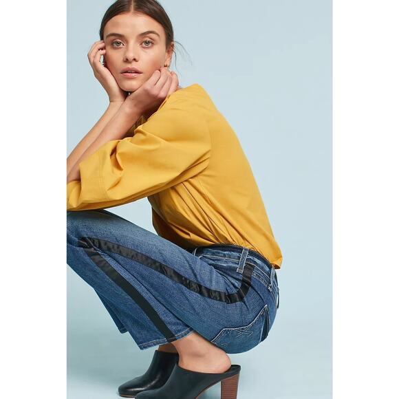 McGuire Anthro Size 28 Jeans Tuxedo Striped Vintage Mid Rise Slim Stretch Denim - Picture 1 of 16